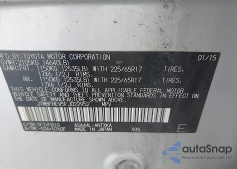 2015 Toyota Rav4 Le из США, поврежденный, VIN JTMBFREV5FJ022952